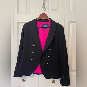 NWOT Black blazer w hot pink lining